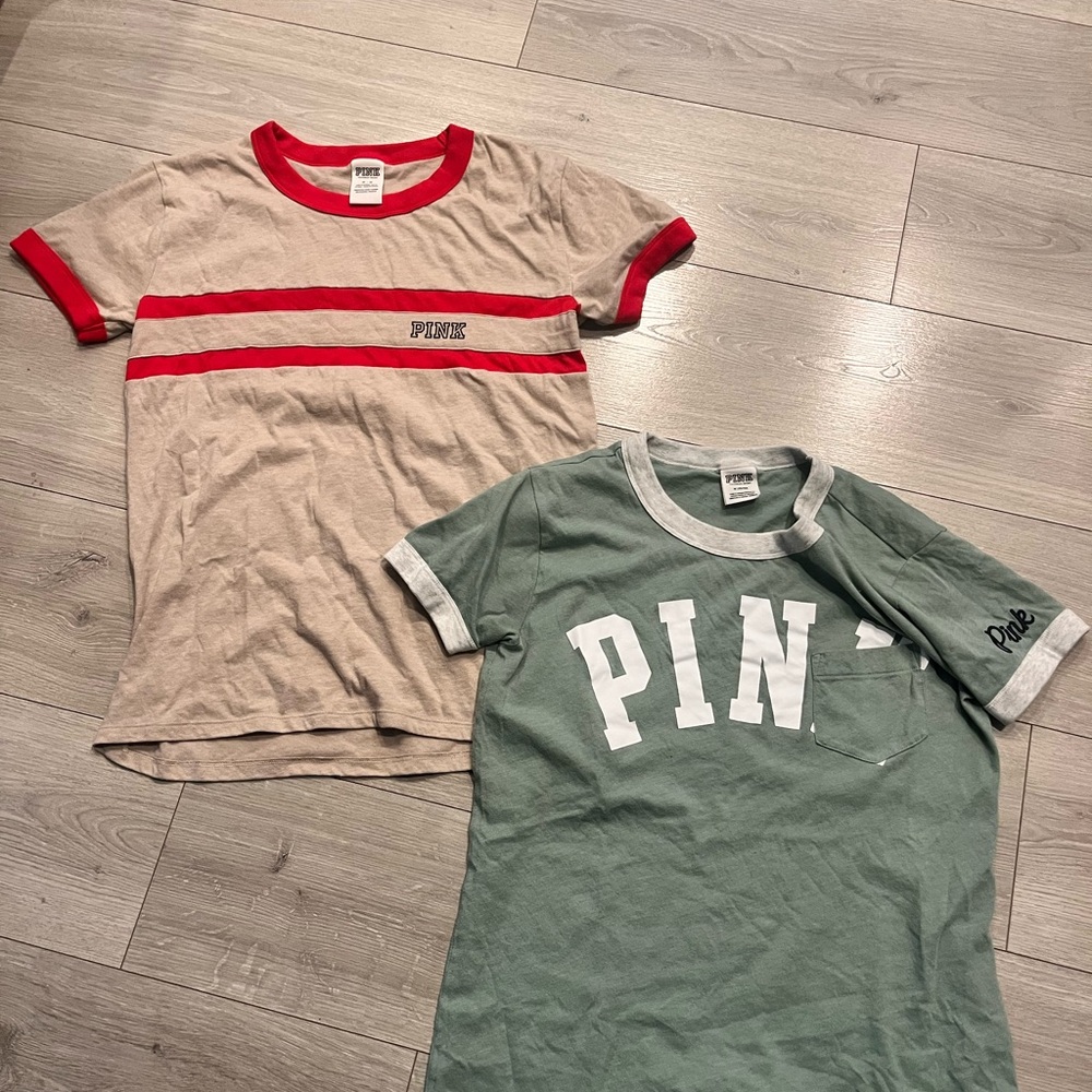 PINK Victoria's Secret' T-Shirts - Tan and Green